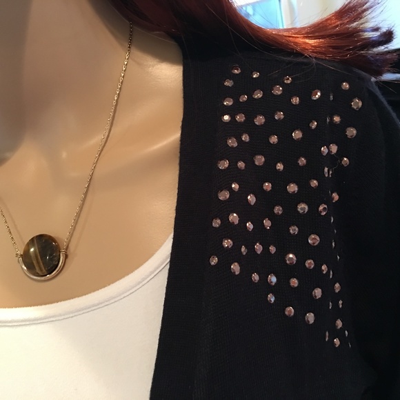 Black Bronze / Rose Gold Rhinestone Cardigan - Picture 3 of 5